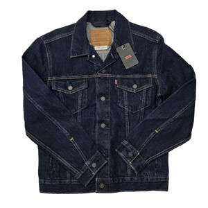 Levi's Premium Big E Denim Trucker Jacket Men's Size Small Dark Wash NEW